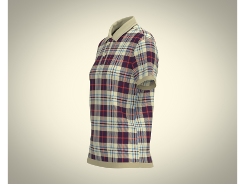 Ladies Striped Polo 3D Model