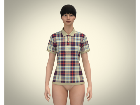 Ladies Striped Polo 3D Model