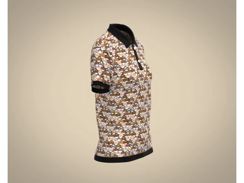 Ladies Printed Polo Tops V1 3D Model