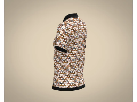 Ladies Printed Polo Tops V1 3D Model