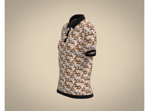 Ladies Printed Polo Tops V1 Modelo 3D