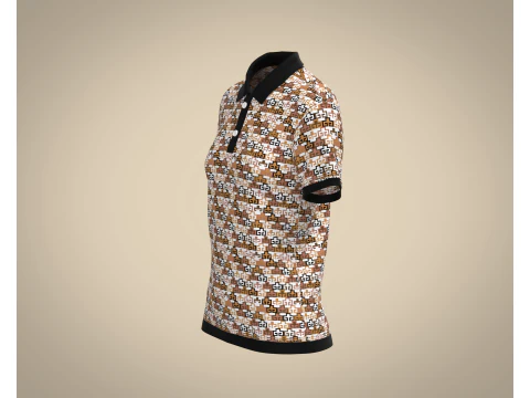 Ladies Printed Polo Tops V1 3D Model