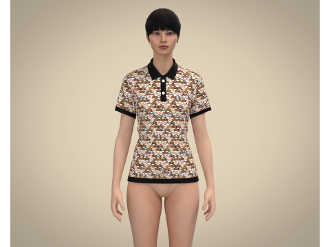 Ladies Printed Polo Tops V1 Modelo 3D