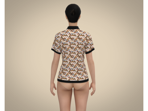 Ladies Printed Polo Tops V1 Modelo 3D