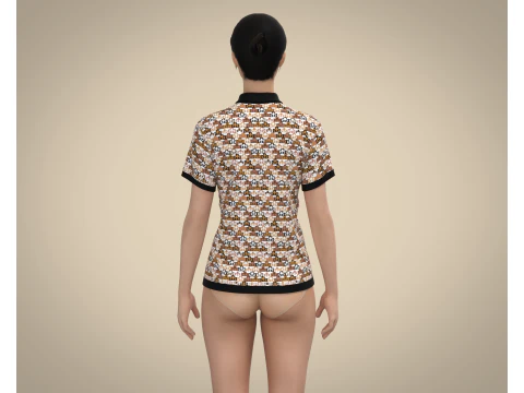 Ladies Printed Polo Tops V1 3D Model