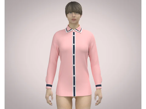 Ladies Pink Shirt 3D Model