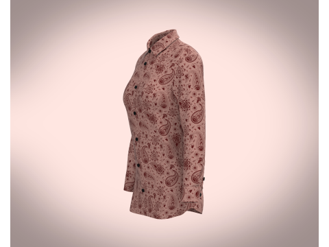 Ladies Print Woven Shirt 3D Model