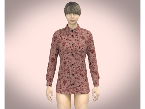 Ladies Print Woven Shirt 3D Model