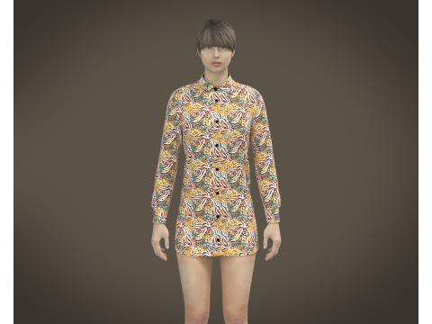 Ladies Print shirt V2 3D Model