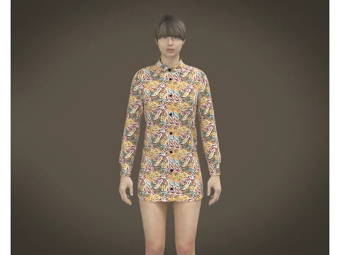Ladies Print shirt V2 3D Model