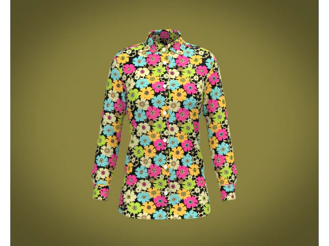 Camisa estampada feminina V1 Modelo 3D
