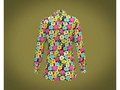 Ladies Print Shirt V1 3D Model
