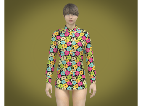 Ladies Print Shirt V1 3D Model