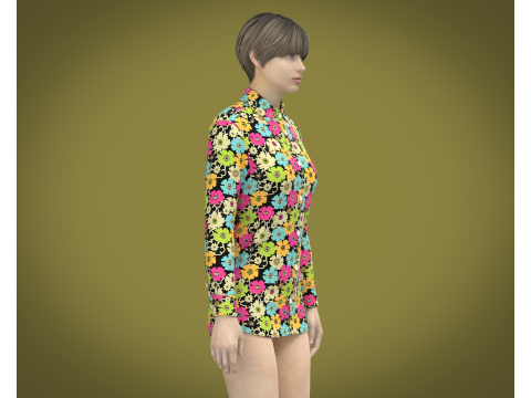Ladies Print Shirt V1 3D Model