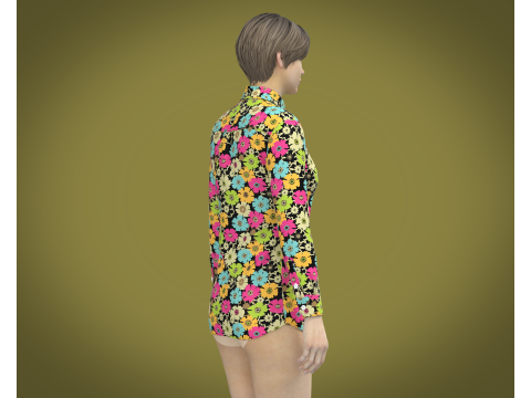 Ladies Print Shirt V1 3D Model