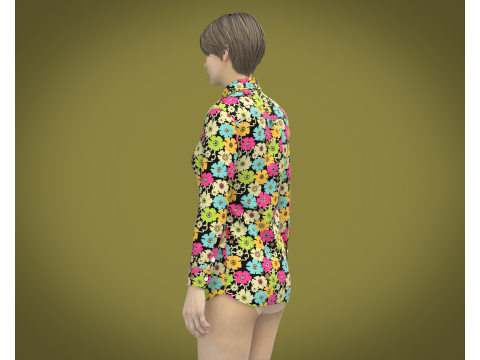 Ladies Print Shirt V1 3D Model