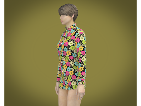Ladies Print Shirt V1 3D Model