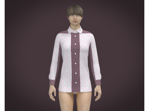 Female Print Shirt Model 3D