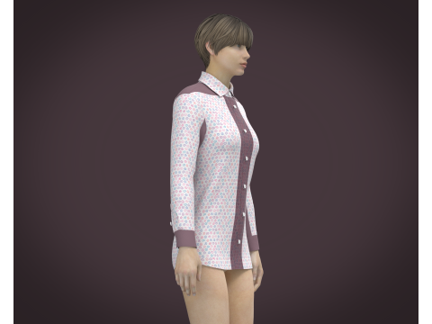 Female Print Shirt Model 3D