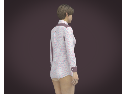 Female Print Shirt Model 3D