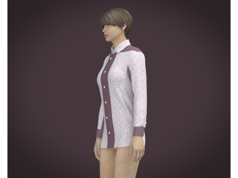 Female Print Shirt Model 3D
