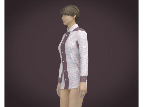 Female Print Shirt 3D Model