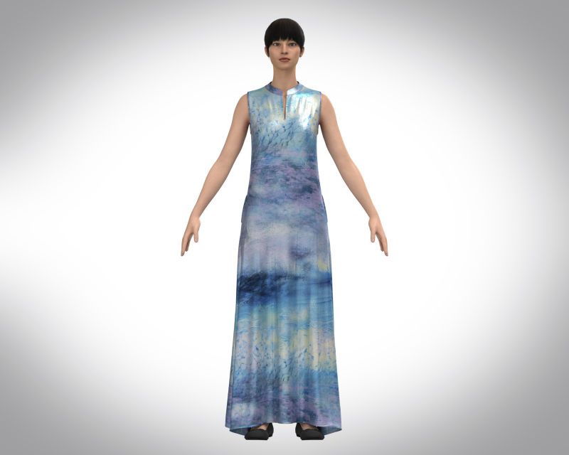 Girls Blue Dress 3D Модель .c4d .max .obj .3ds .fbx .stl .blend