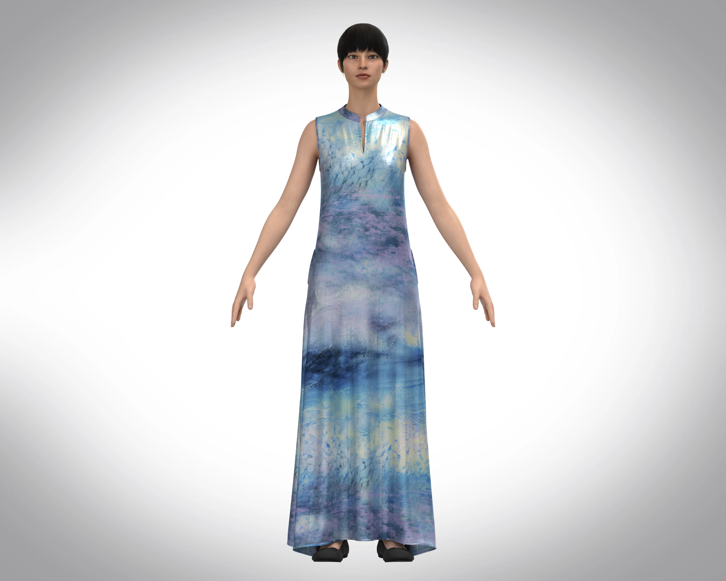 Girls Blue Dress 3D Model .c4d .max .obj .3ds .fbx .stl .blend 