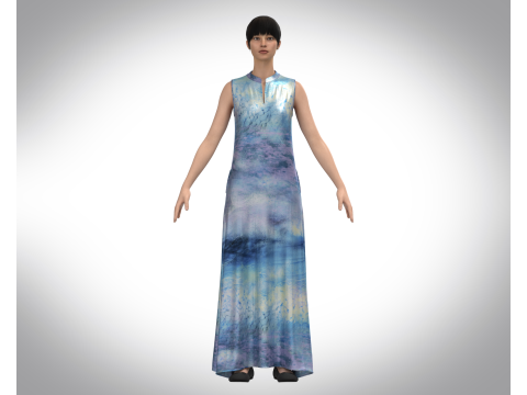Girls Blue Dress 3D Model