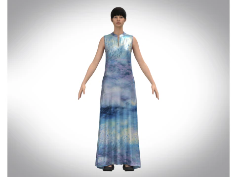 Kız &Ccedil;ocuk Mavi Elbise 3D Model