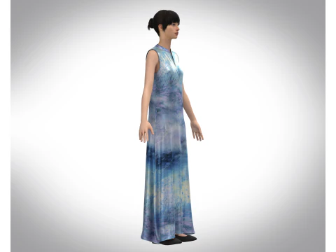 Girls Blue Dress 3D Model