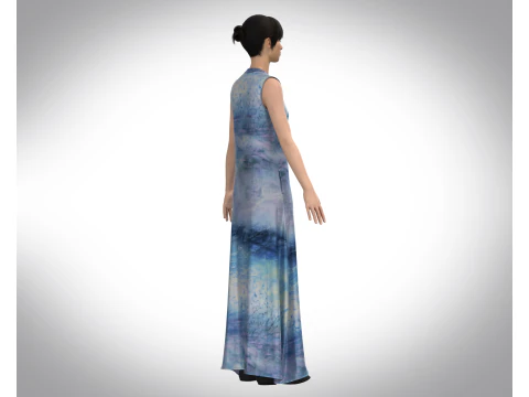 Girls Blue Dress 3D Model