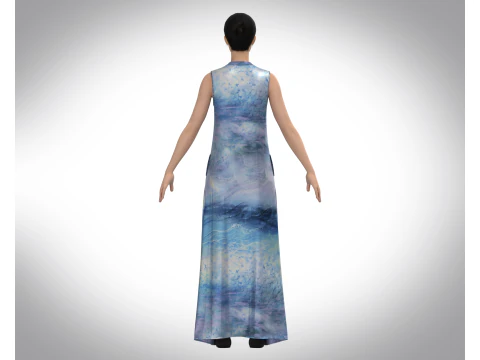 Girls Blue Dress 3D Model