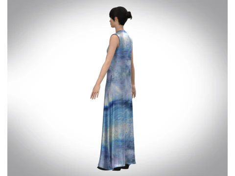 Girls Blue Dress 3D Model