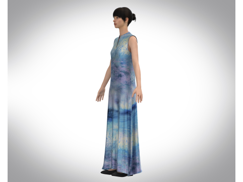 Girls Blue Dress 3D Модель