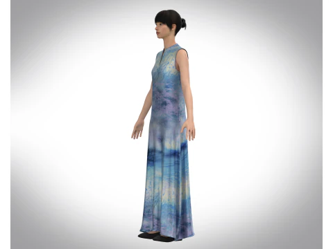 Girls Blue Dress 3D Model