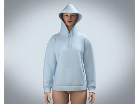 Girls Hoodie - Blue 3D Model