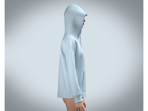 Girls Hoodie - Blue 3D Model