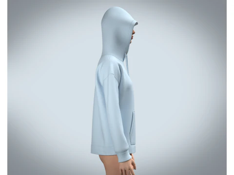 Girls Hoodie - Blue 3D Model