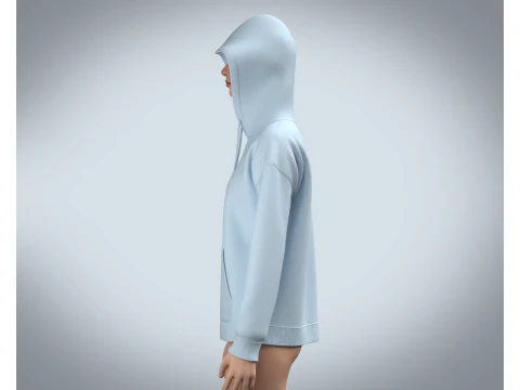 Girls Hoodie - Blue 3D Model
