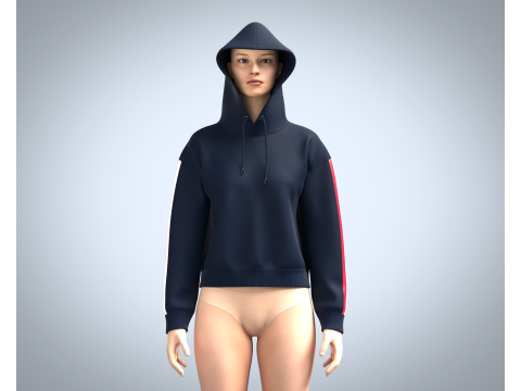 Girls Cropped - Hoodie Modelo 3D