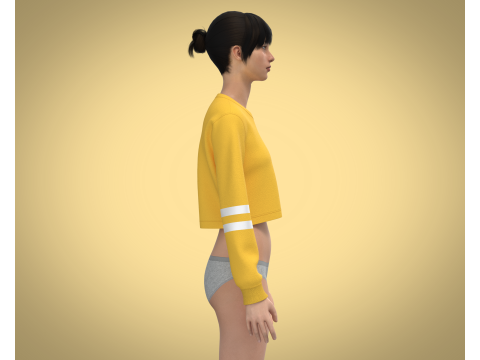 Girls Cropped Sweatshirt 3D Model