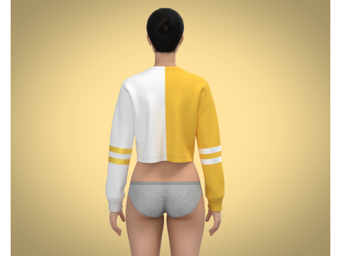 Girls Cropped Sweatshirt 3D Model