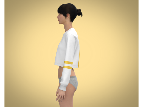 Girls Cropped Sweatshirt 3D Model