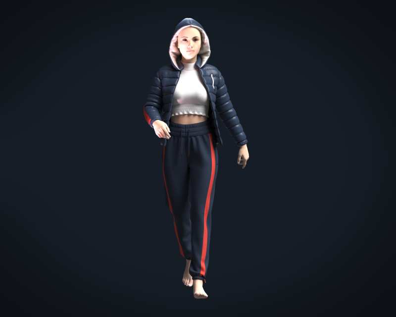 Girls Outfit - Puffer Jacket with Jogger Model 3D .c4d .max .obj .3ds .fbx .stl .blend 