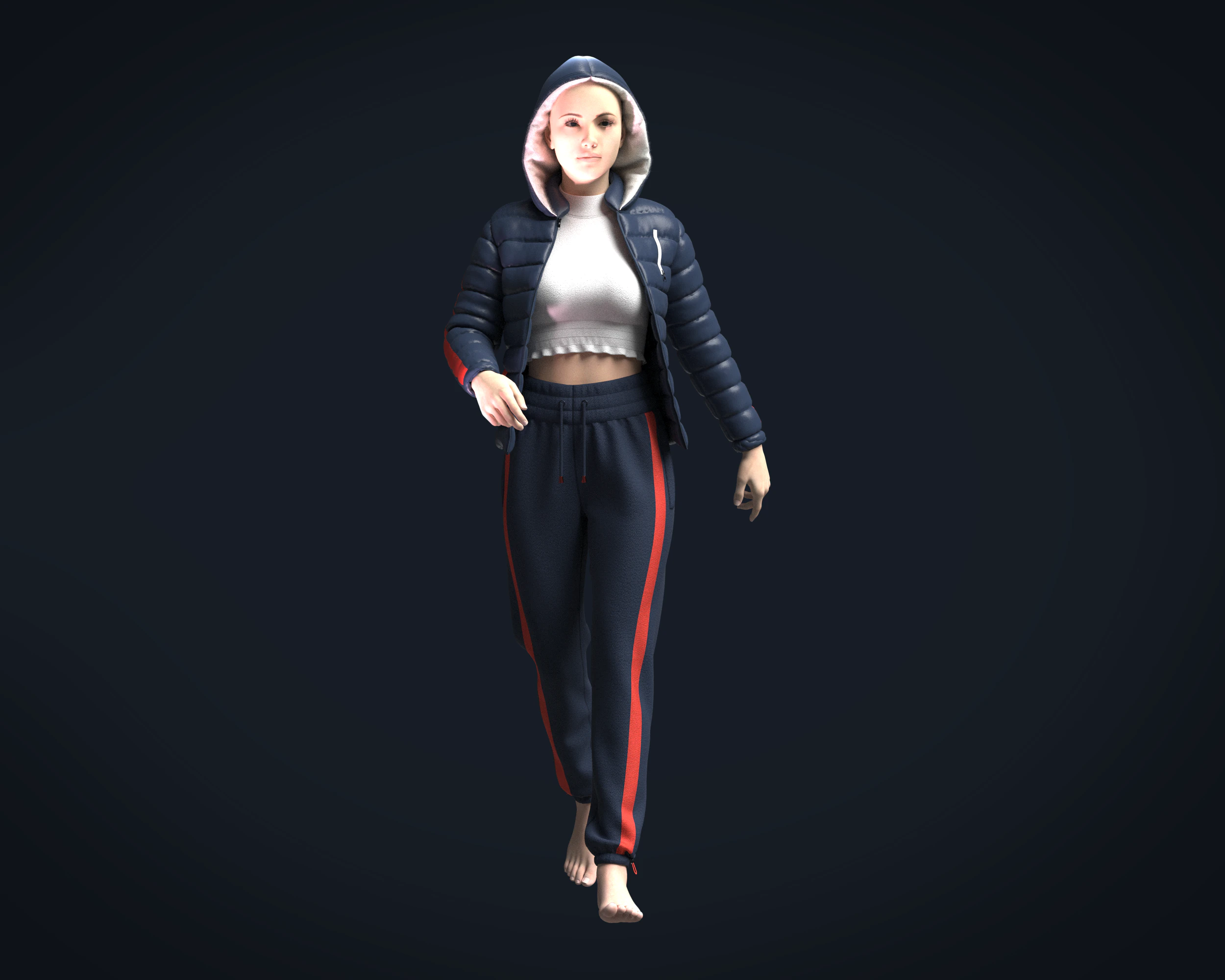 Girls Outfit - Puffer Jacket with Jogger 3D Model .c4d .max .obj .3ds .fbx .stl .blend