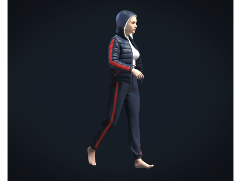 Girls Outfit - Puffer Jacket with Jogger Model 3D