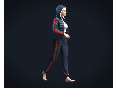 Girls Outfit - Puffer Jacket with Jogger 3D Model
