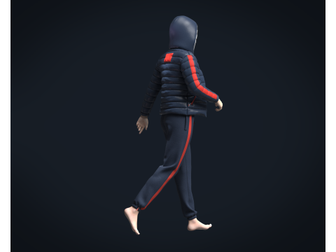Girls Outfit - Puffer Jacket with Jogger Model 3D