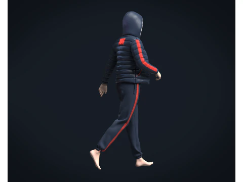 Girls Outfit - Puffer Jacket with Jogger 3D Model